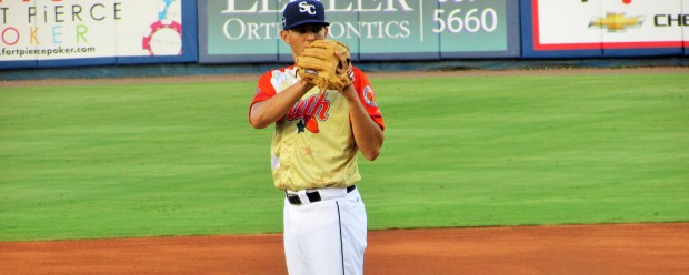 Faria only needed 12 pitches to complete a 1,2,3 first inning (photo: Jessica Soto)